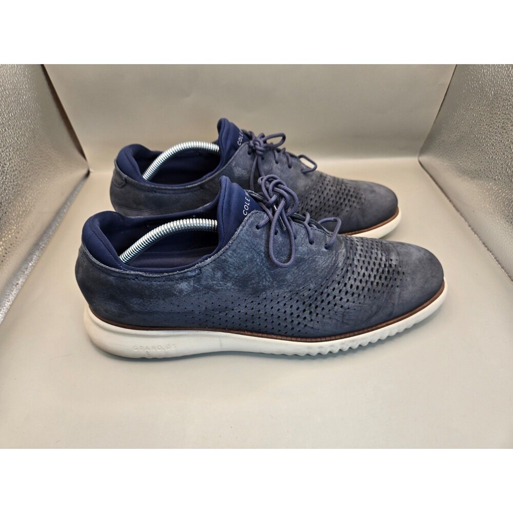 COLE HAAN 2.ZEROGRAND LASER WINGTIP Oxford Shoes Men 11 Blue Suede Casual c39564